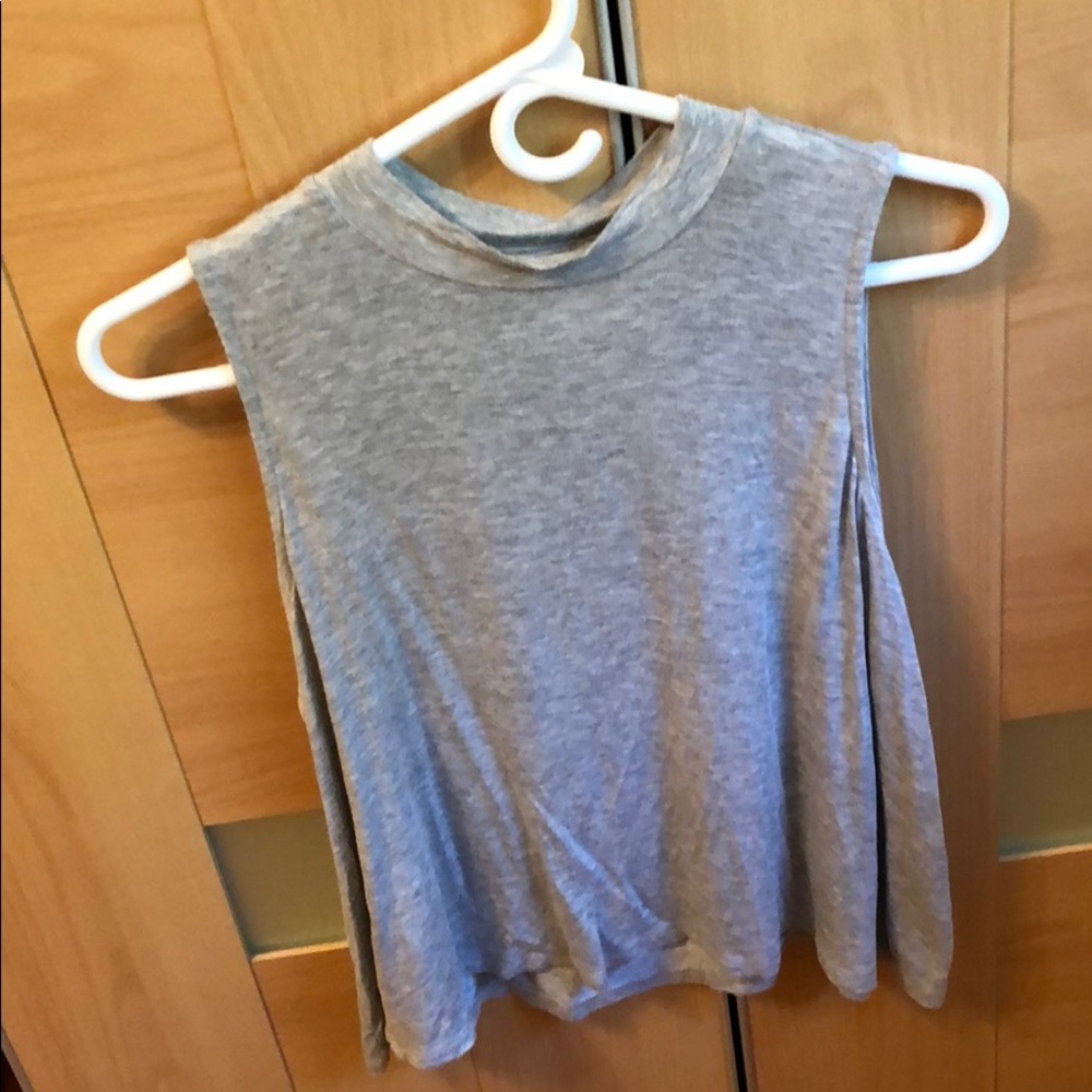 Bar 3 gray cotton mock neck top